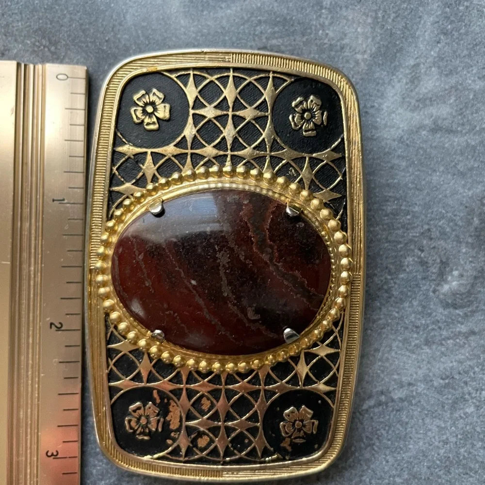 Vintage 1970’s Western Agate Belt Buckle - Picture 2 of 8